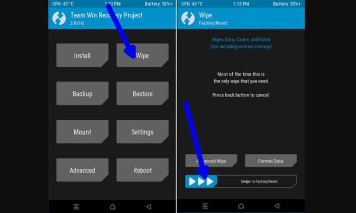 TWRP Swipe To Factory Reset ROM