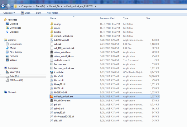Extract file Unlock Tool Redmi 7