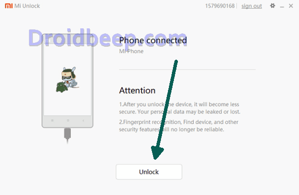 mi unlock connect to phone