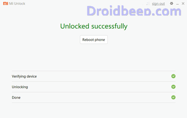 unlock bootloader Redmi 4 success