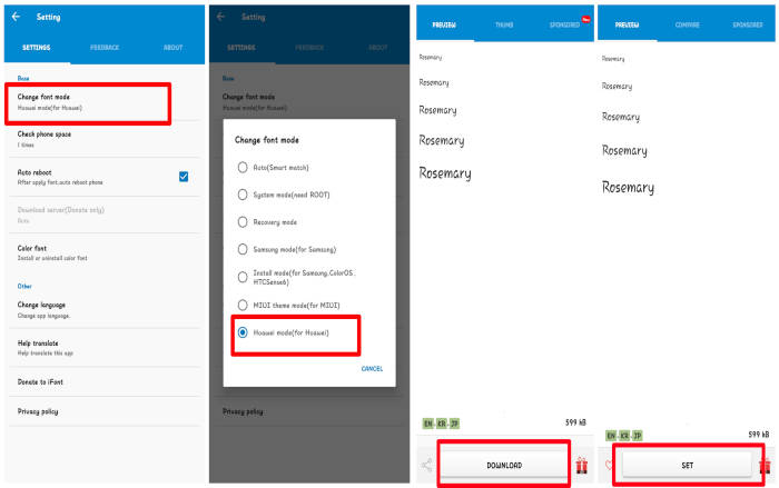 Change Font Huawei via ifont