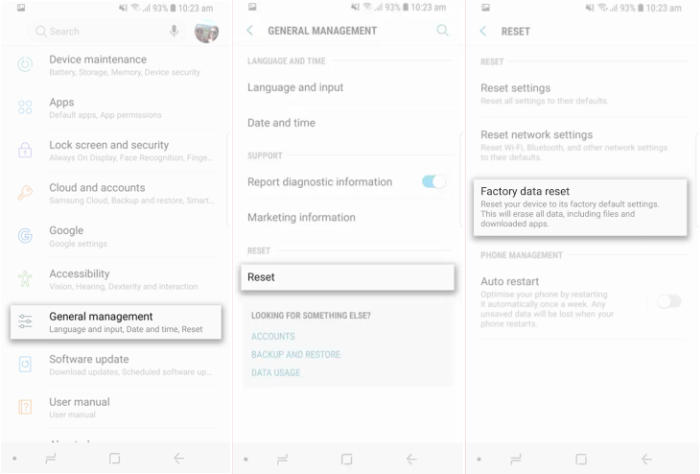 Factory Reset Samsung from Settings Menu