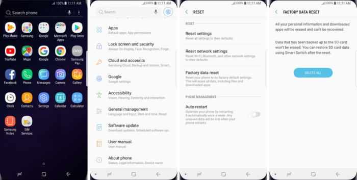 Factory Reset Samsung via Settings Menu