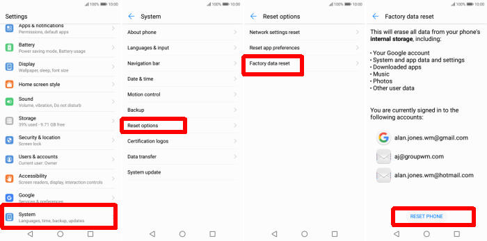 Factory reset Huawei Maimang 8