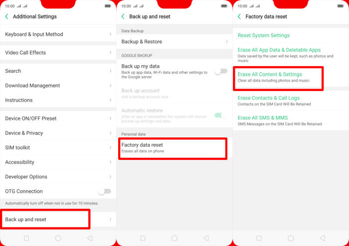 Factory reset Oppo F3 Plus from Settings