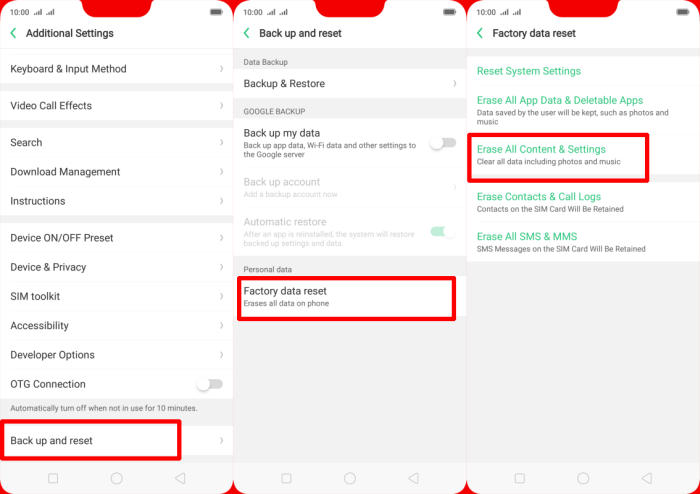 Factory Reset Oppo R11s Plus via Settings