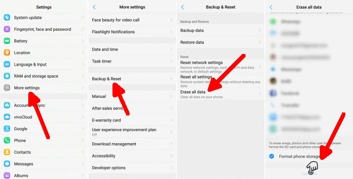 Factory Reset Vivo V20 via Settings