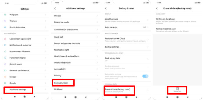 Factory reset Xiaomi Mi Max 2 from Settings