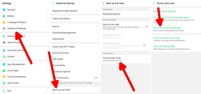 Factory reset Oppo Reno 10x Zoom