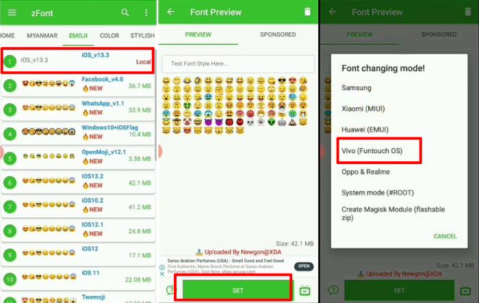 Change Emoji Vivo via zFont