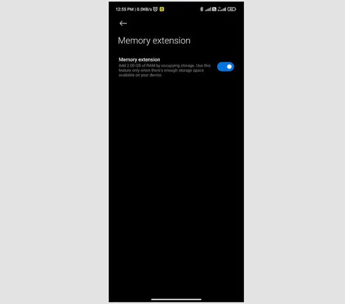 Enable Memory Extension Xiaomi
