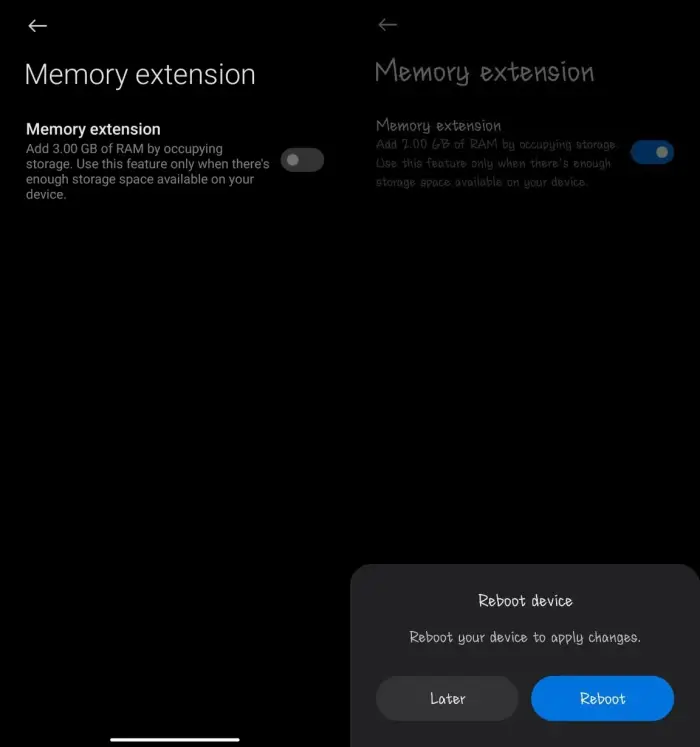 Enable Memory Extension Poco M3