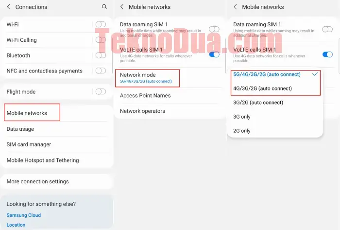 Changing Network 4G Through Settings