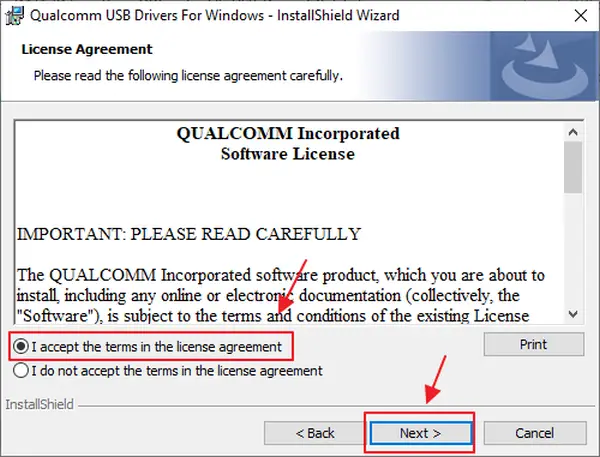 I accept the terms in the license agreement