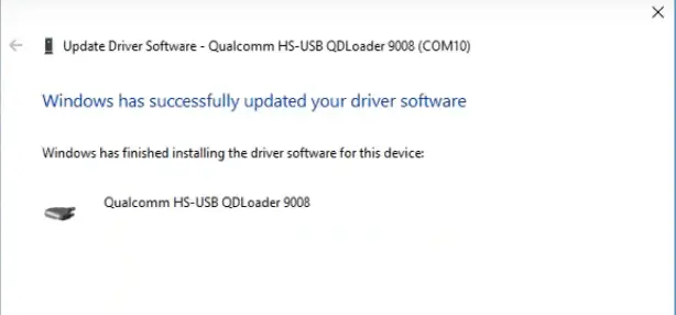 The Qualcomm driver is now installed