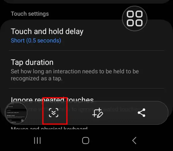 how to take a long screenshot on samsung a22