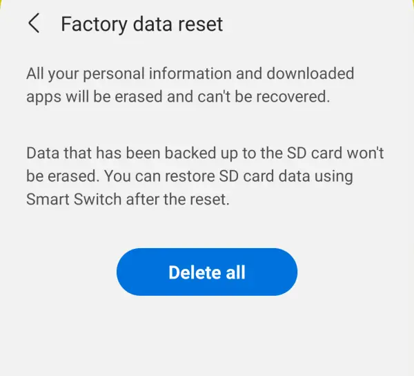 Delete All Data